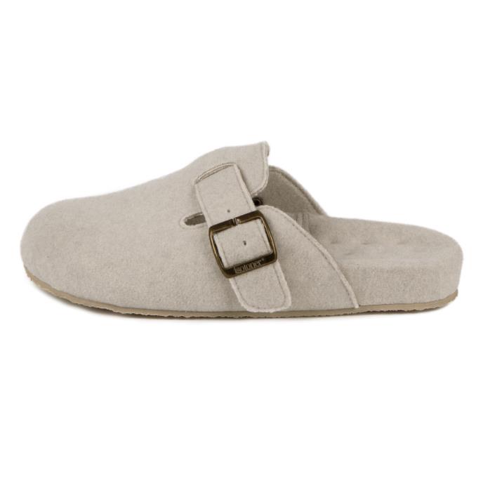 Isotoner® Ladies Felt Clog Slipper Oatmeal Extra Image 3